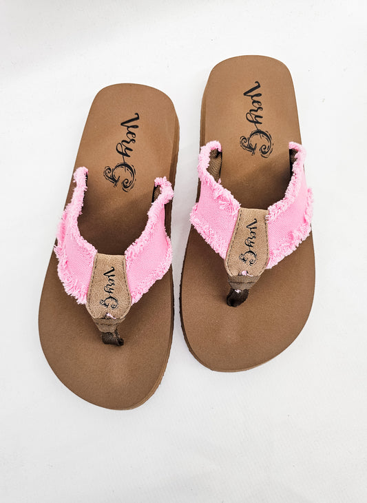Very G Pink Canvas Flip Flops
