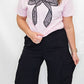 Tribal Black Flowy Cargo Pants with Cord
