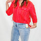 Tru Luxe Red Embroidered Button Up Shirt