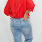 Tru Luxe Red Embroidered Button Up Shirt