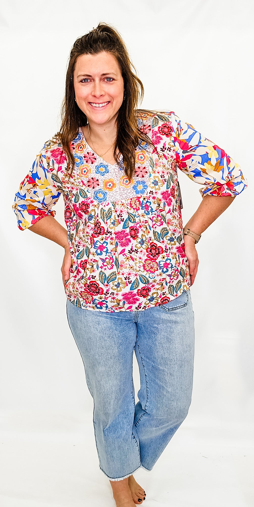 Tru Luxe Floral Embroidered Blouse