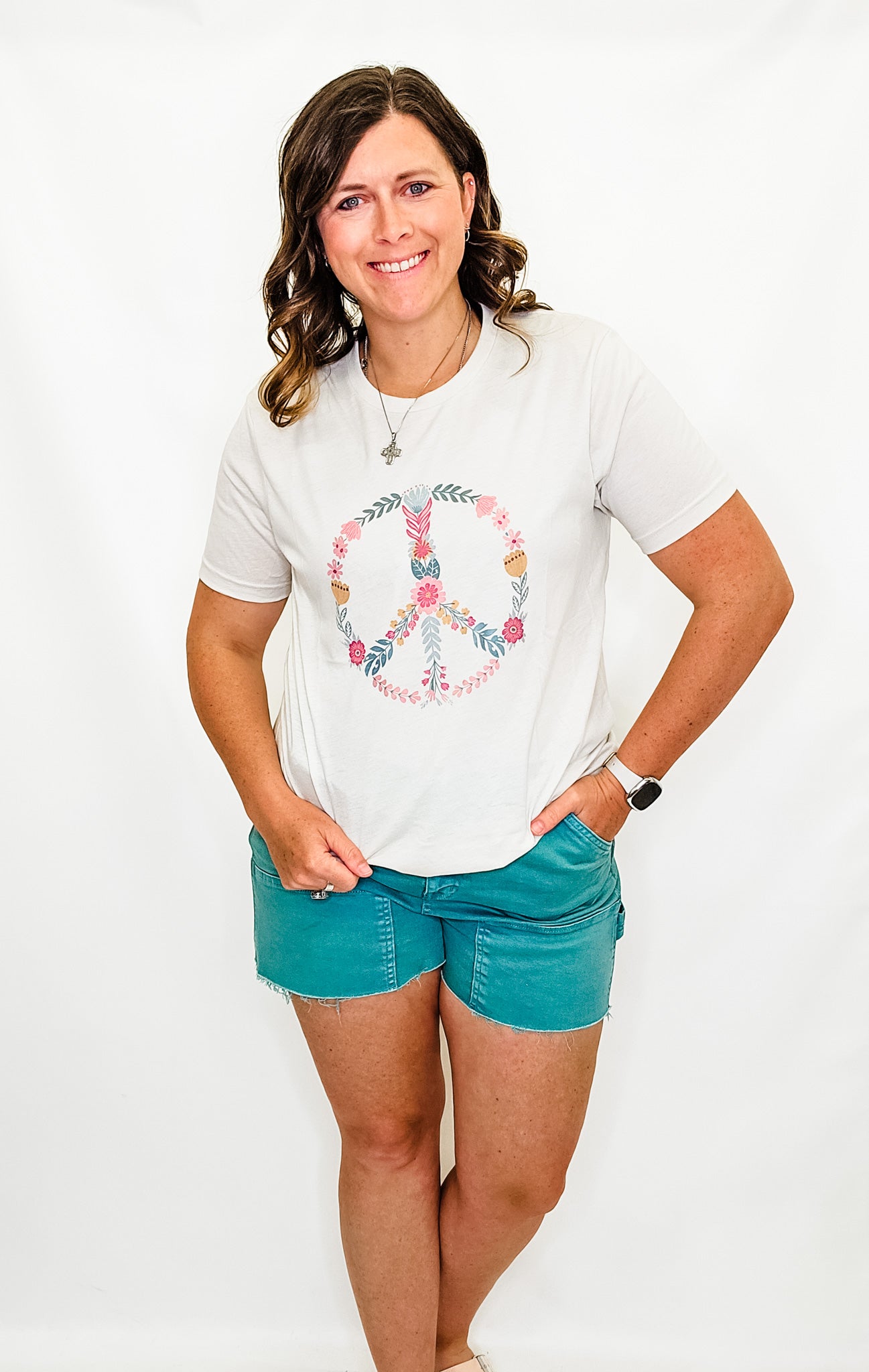 Floral Peace Sign Heather Oatmeal Graphic Tee