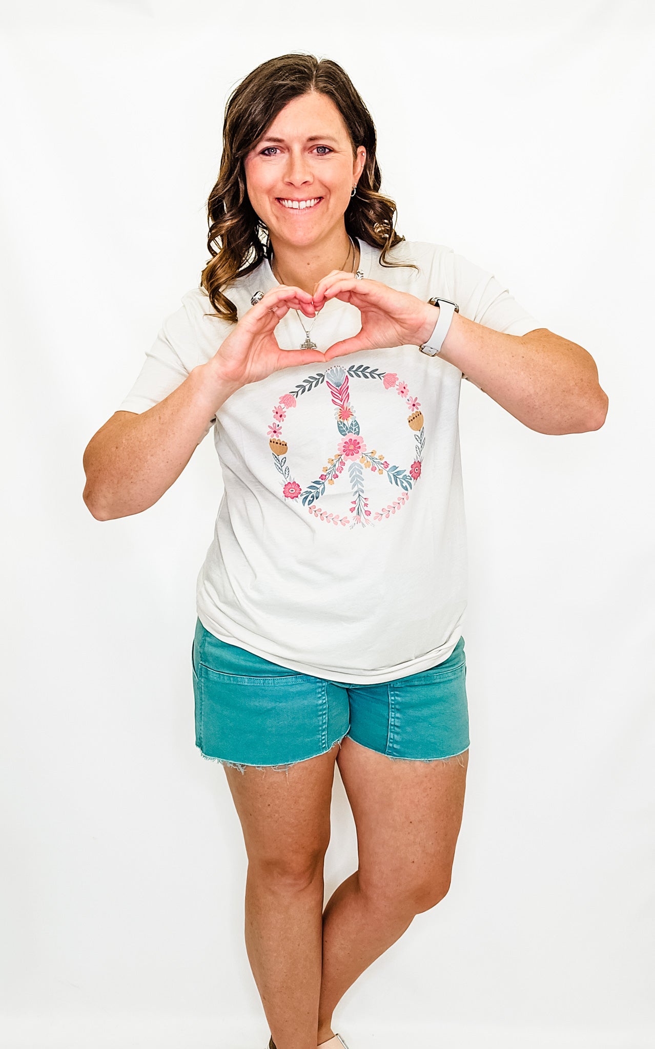 Floral Peace Sign Heather Oatmeal Graphic Tee