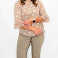 Multiples Melon and Stone Flower 3/4 Sleeve Top