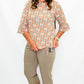 Multiples Melon and Stone Flower 3/4 Sleeve Top