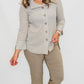 Multiples Stone & White Striped Collared Top