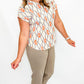 Multiples Yellow, Orange & Stone Cuffed Short Sleeve Top