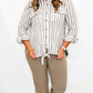 Multiples Stone Linen Striped Top with Tie Waist