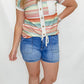 Coral Multi Stripe Button Up Short Sleeve