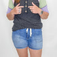 Pink Multi Sleeve Charcoal Top