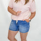 Pink & Cream Striped Short Sleeve Hoodie