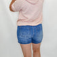 Pink & Cream Striped Short Sleeve Hoodie