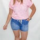 Pink Flower Design V-Neck Top