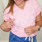 Pink Flower Design V-Neck Top
