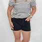 Cream & Black Stripes Short Sleeve Top