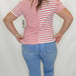 Multiples Red & White Stripe Short Sleeve