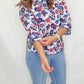 Multiples Red & Blue Lace 3/4 Sleeve Top
