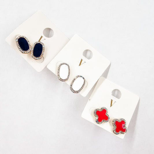 Colored Stone & Gold Earrings