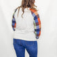 Orange Plaid and Khaki Long Sleeve Top - Ext Sizes