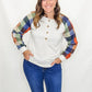Orange Plaid and Khaki Long Sleeve Top - Ext Sizes