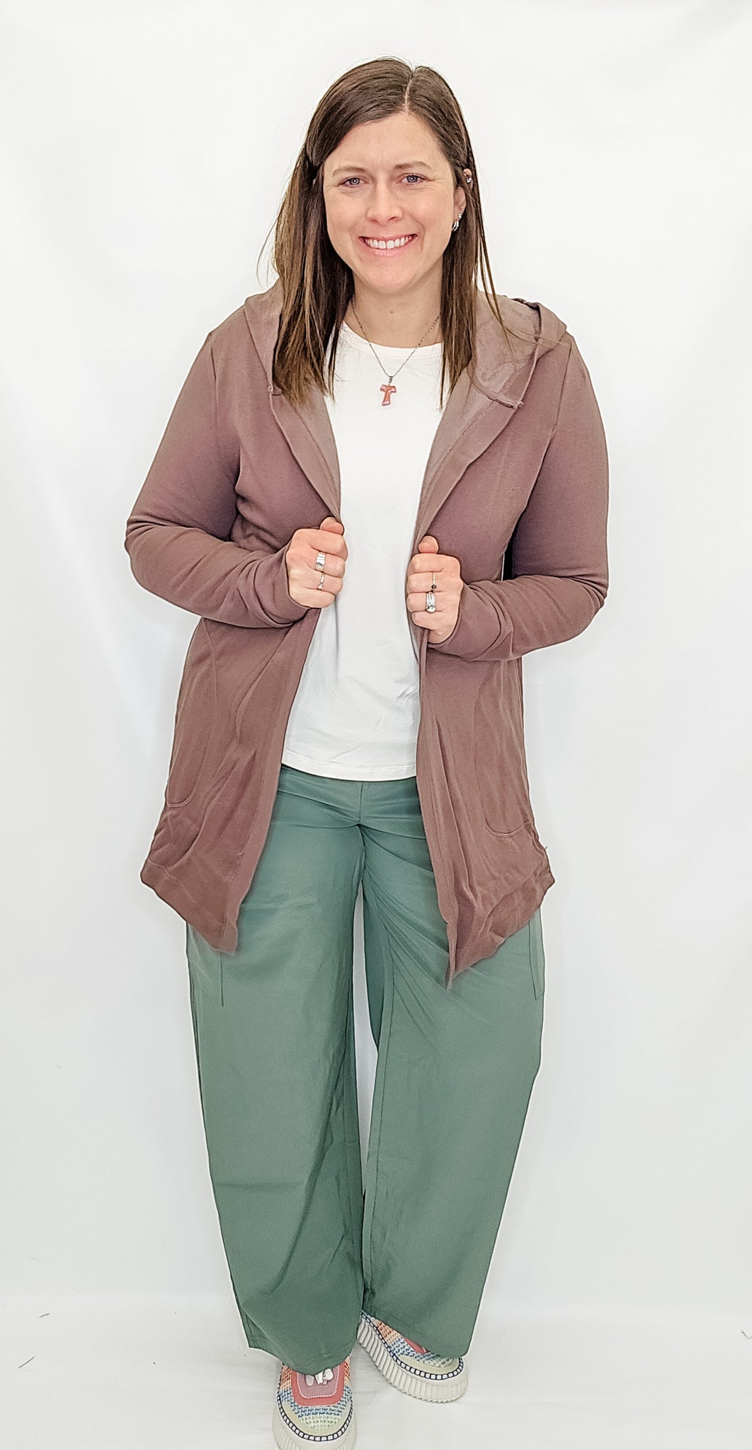 Brown, Butter Fleece Hoodie Cardigan