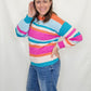 Multi-Color Striped Knit Drop Shoulder Sweater