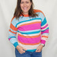 Multi-Color Striped Knit Drop Shoulder Sweater