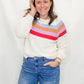 Cream & Colorful Stripe Loose Fit Sweater