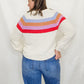 Cream & Colorful Stripe Loose Fit Sweater