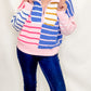 Pink & Periwinkle Striped Color Block Sweater