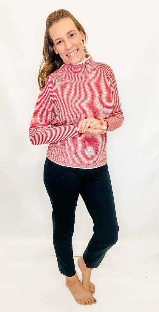 Tribal Mahogany Stripe Mock Neck Sweater