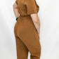 Caramel Brown, Short Sleeve Jumpsuit
