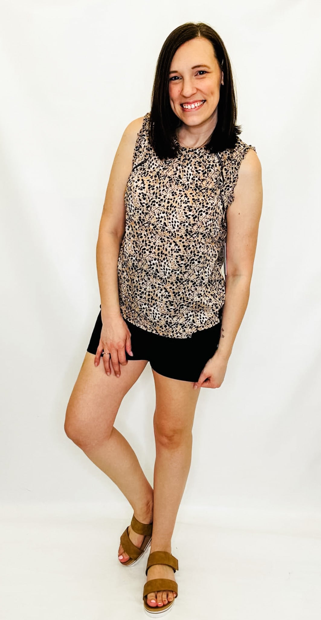 Charlie B Black Front Patch Pocket Shorts