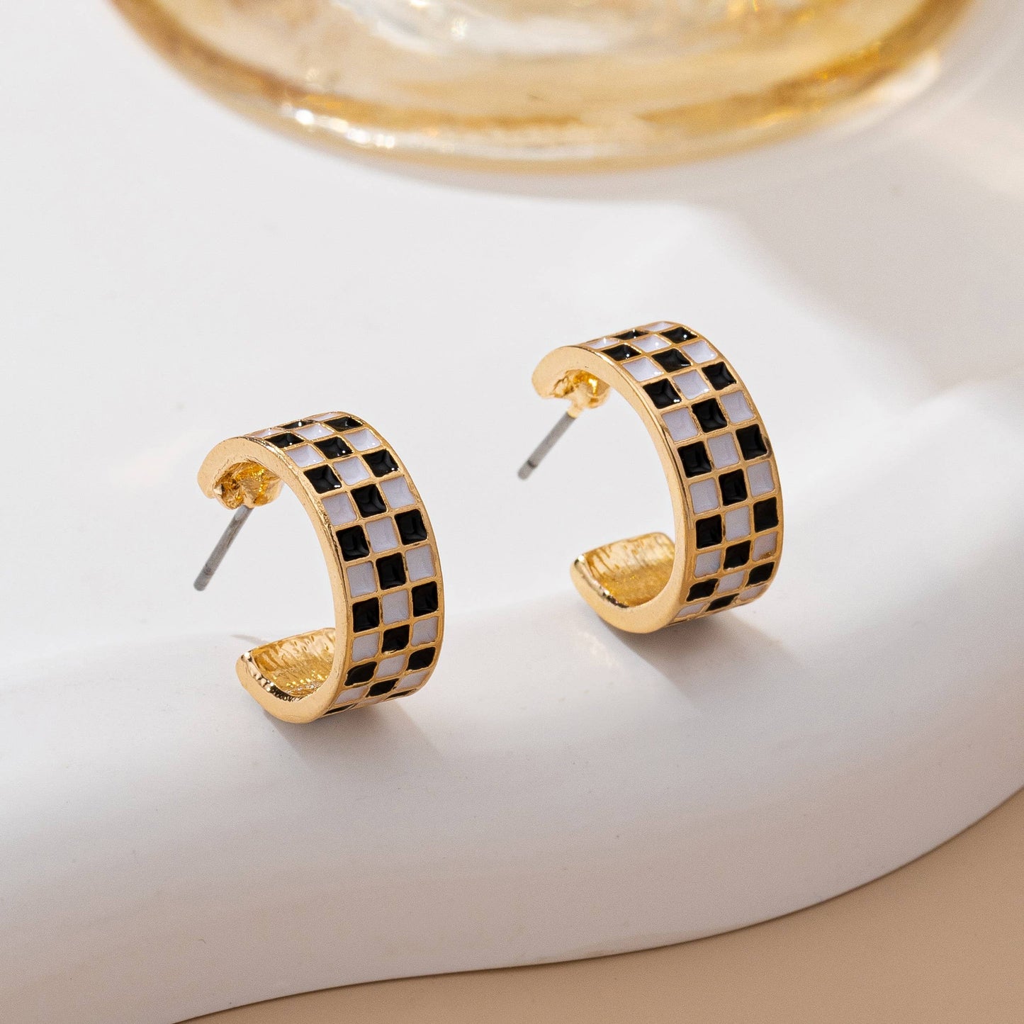 Black & Gold Checker Earring Collection - Variety