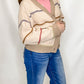 Taupe Cardigan with Colorful Stripes