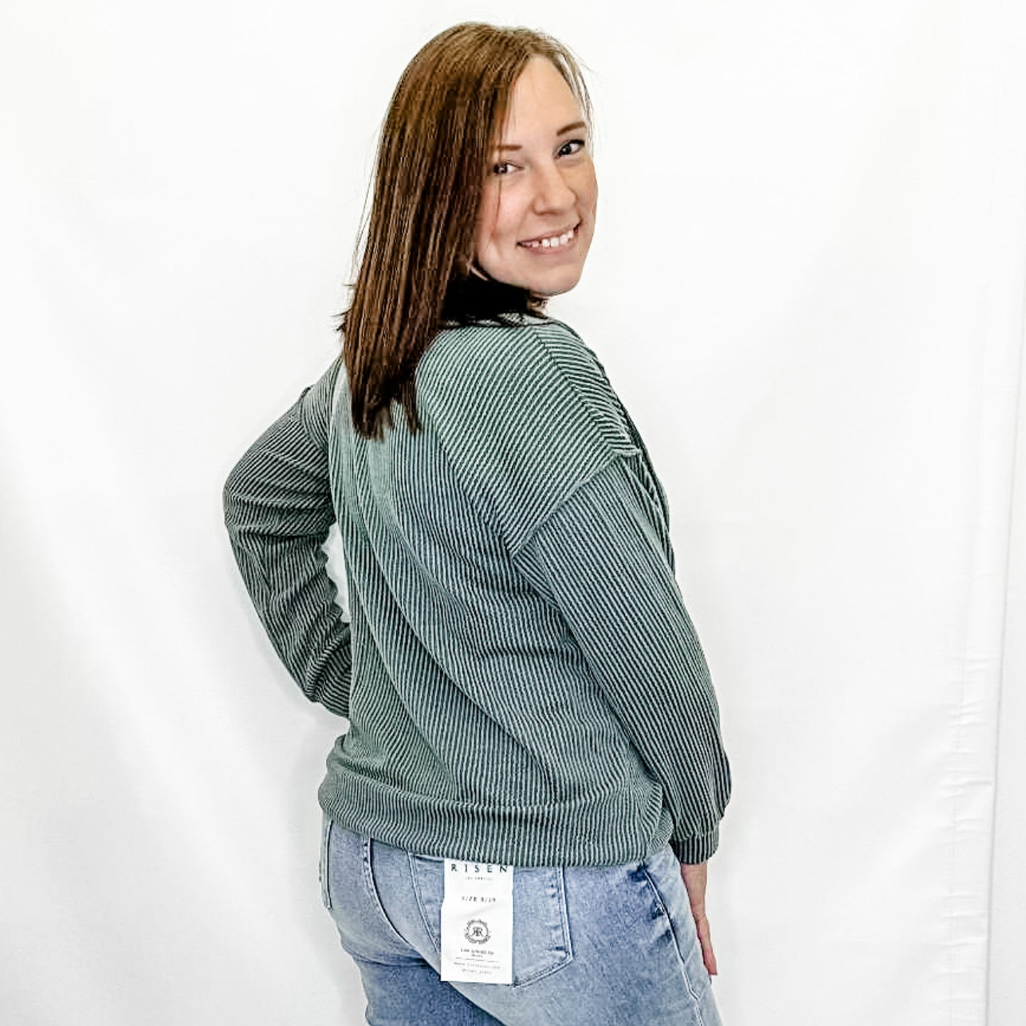 Olive Vintage Ribbed Pocket Long Sleeve