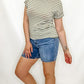 Olive & Cream Stripe Knit Short Sleeve