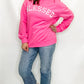 Pink Blessed Letter Embroidered Mock Neck Sweatshirt
