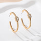 Solitaire Square Crystal Gold Hoop Earrings