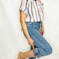 Charlie B Lt Blue Roll Up Cuff Pant