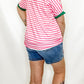 Pink & Green Striped Relaxed Short Sleeve