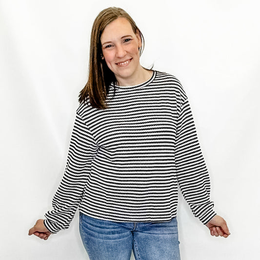 Black & White Knit Long Sleeve