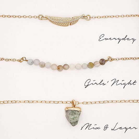 Green Assorted Layering Pendant Necklace Gift Set - ND10029