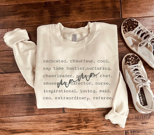 Mama in Words, Sand Graphic Sweatshirt