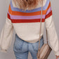 Cream & Colorful Stripe Loose Fit Sweater