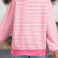Pink Striped Textured Loose Fit Long Sleeve Top