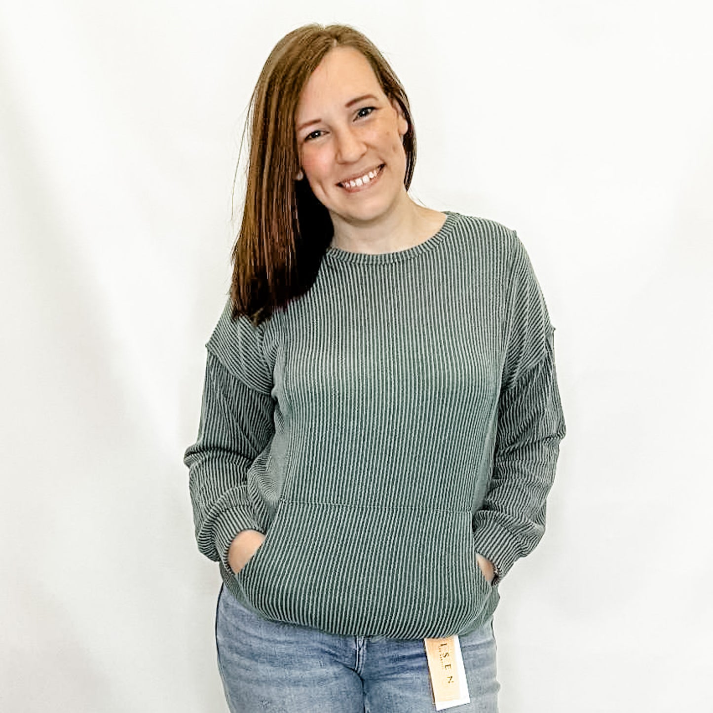 Olive Vintage Ribbed Pocket Long Sleeve