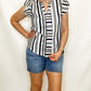 Navy & White Striped Flutter Sleeve Blouse