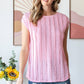 Pink Lightweight Stripe Textured Cap Sleeve Blouse