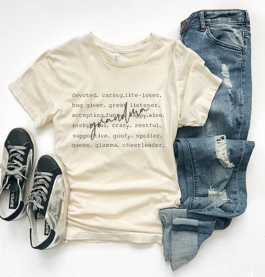 Grandma in Words Cream Graphic Tee